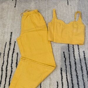 Abercrombie Yellow Women's Two-Piece Linen Blend Set X-Small